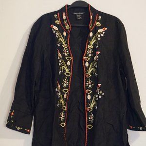 Anne Carson Floral Linen Cardigan